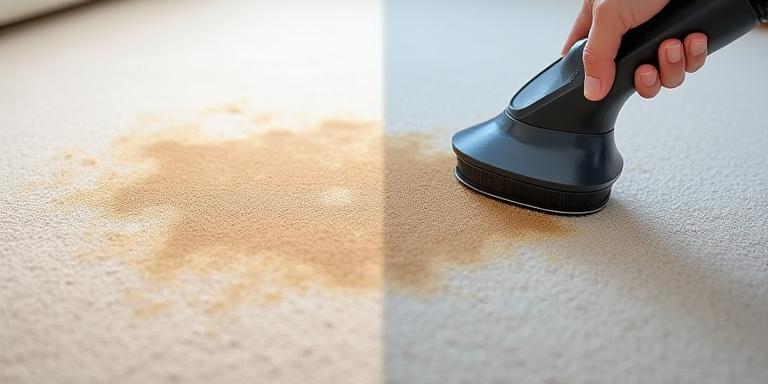Before and after comparison of pet stain removal